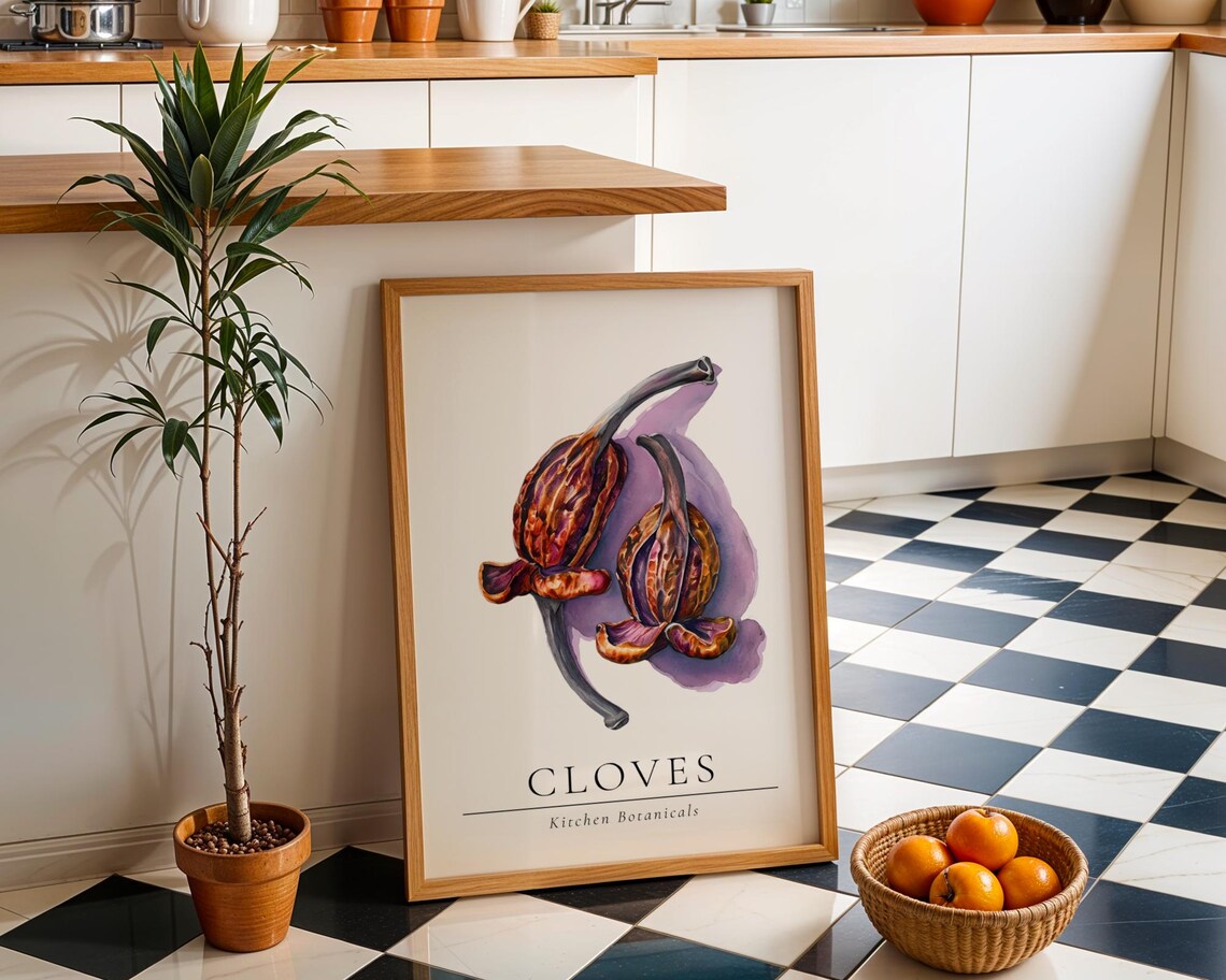 Cloves Kitchen Botanicals Vintage Spice Illustration Art Poster