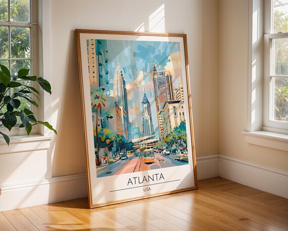 Atlanta Georgia Colorful Painterly Downtown Street Art Poster