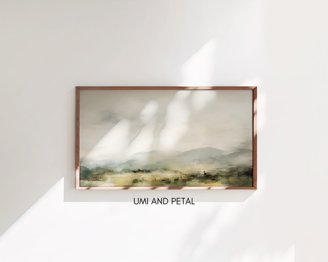 Misty Green Valley Abstract Landscape Soft Neutral Art Poster - Image 3