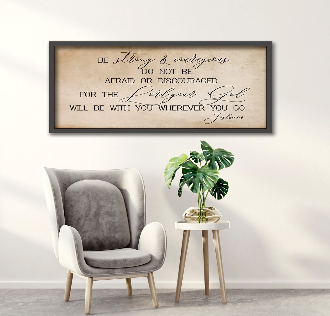 Be Strong And Courageous Joshua 1:9 Bible Verse Farmhouse Sign Poster - Image 2