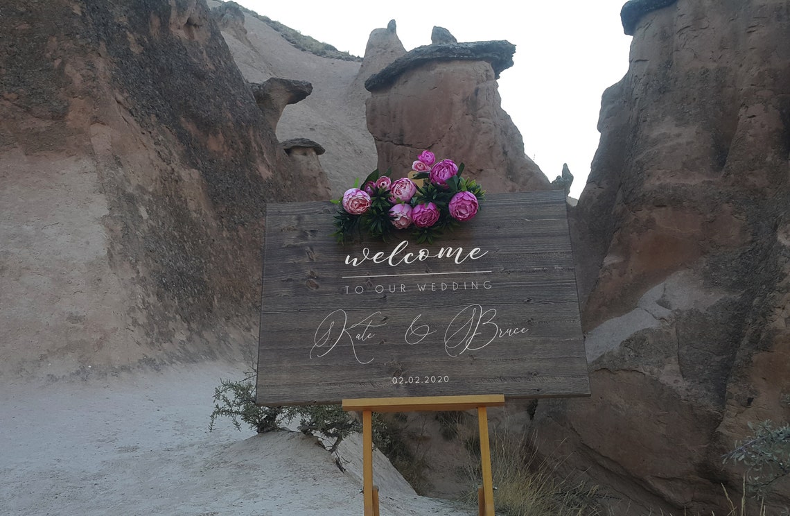 Welcome to Our Wedding Custom Calligraphy Wooden Sign Poster - Image 3