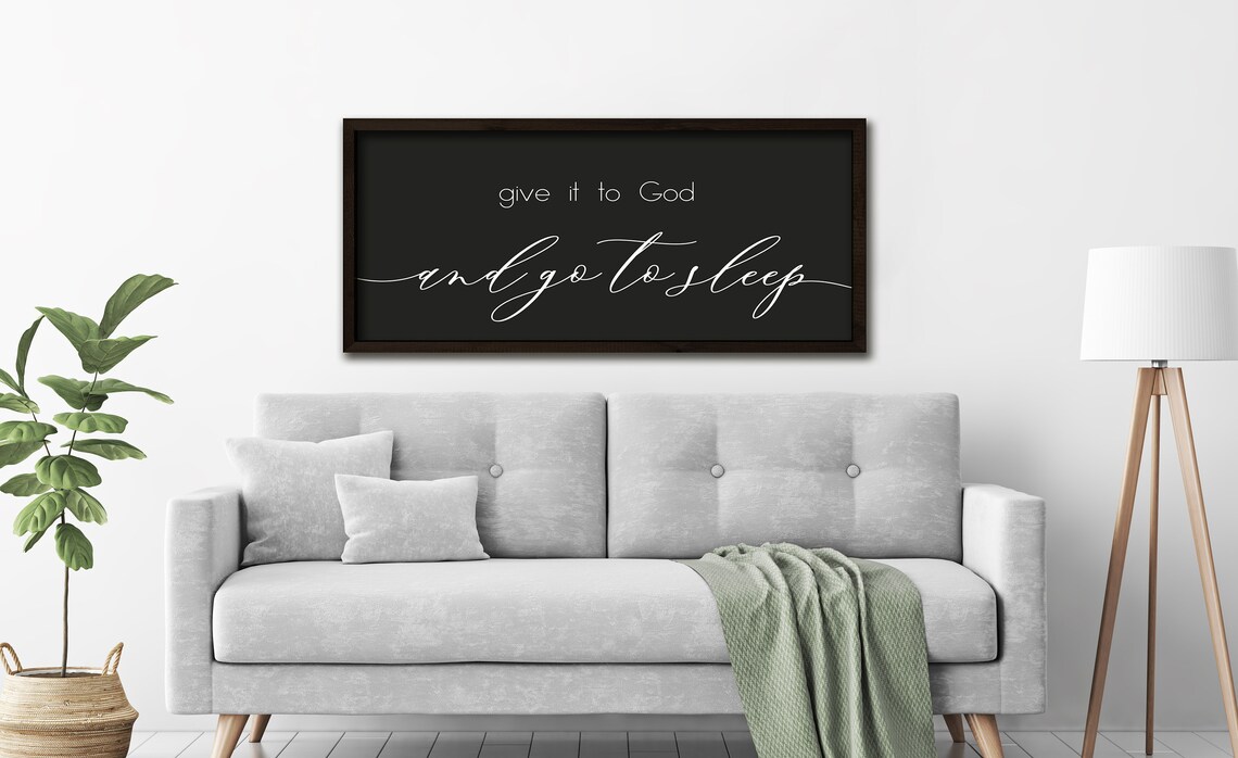Give It To God And Go To Sleep Faith Quote Black Bedroom Sign Poster - Image 2