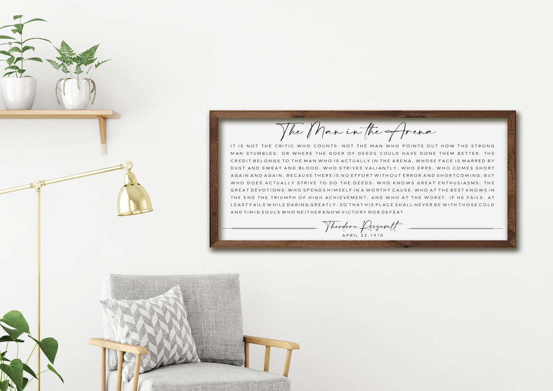 The Man In The Arena Inspirational Sign, Office Print - Image 3