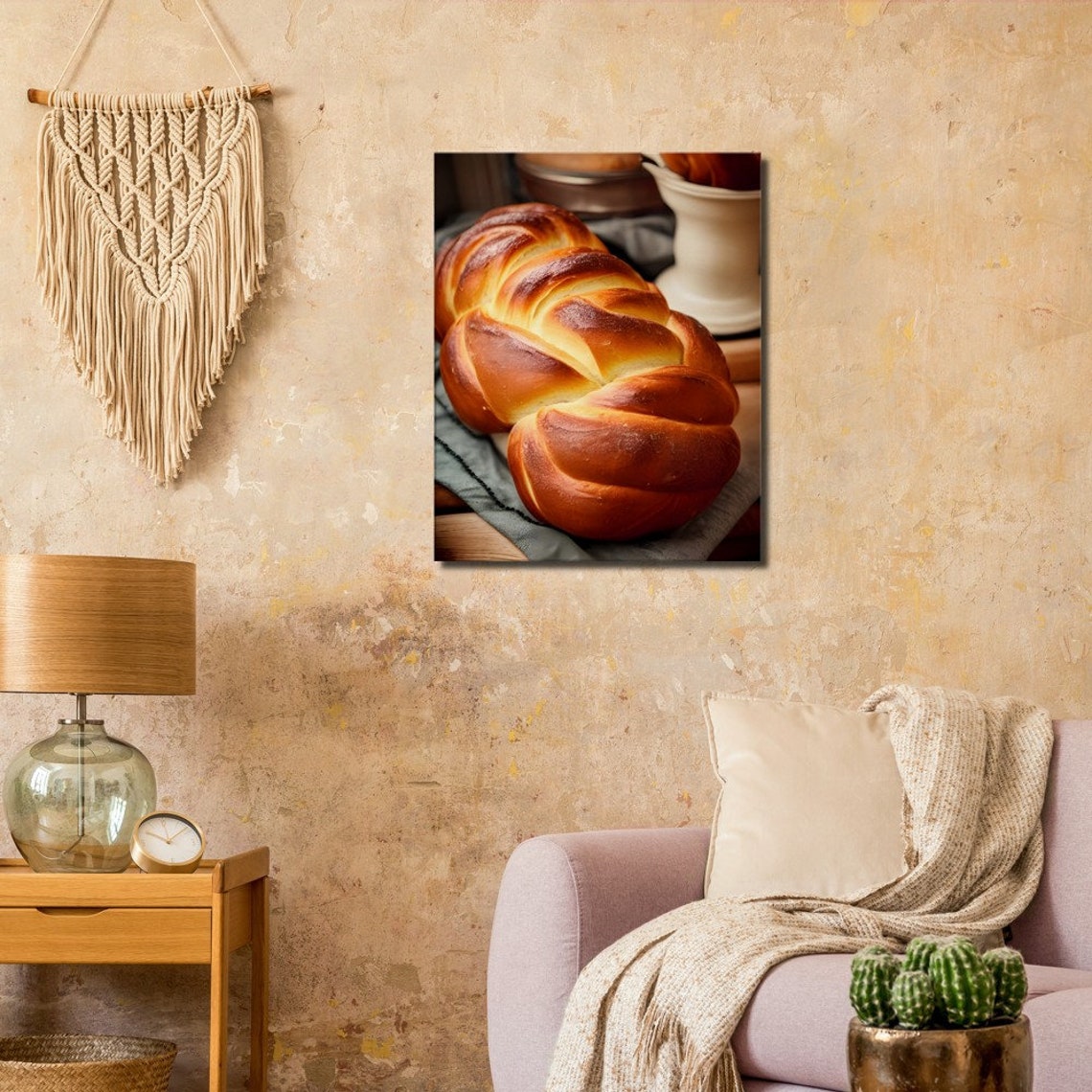 Golden Braided Challah Bread Close-Up Kitchen Photography Wall Art - Image 3