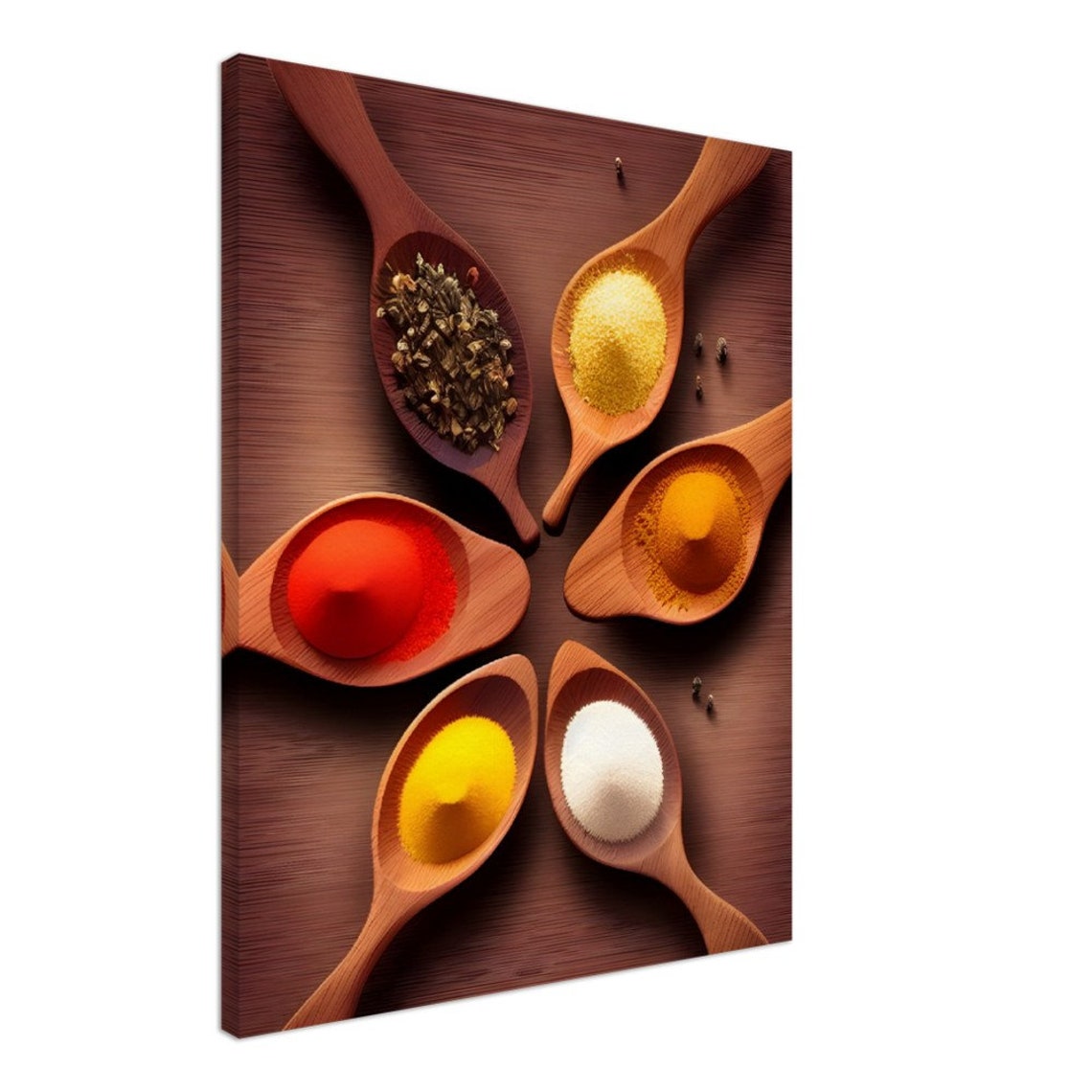 Wooden Spoons Six Spices Rustic Kitchen Still Life Art Poster - Image 2