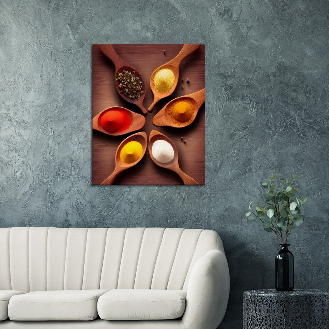 Wooden Spoons Six Spices Rustic Kitchen Still Life Art Poster - Image 3