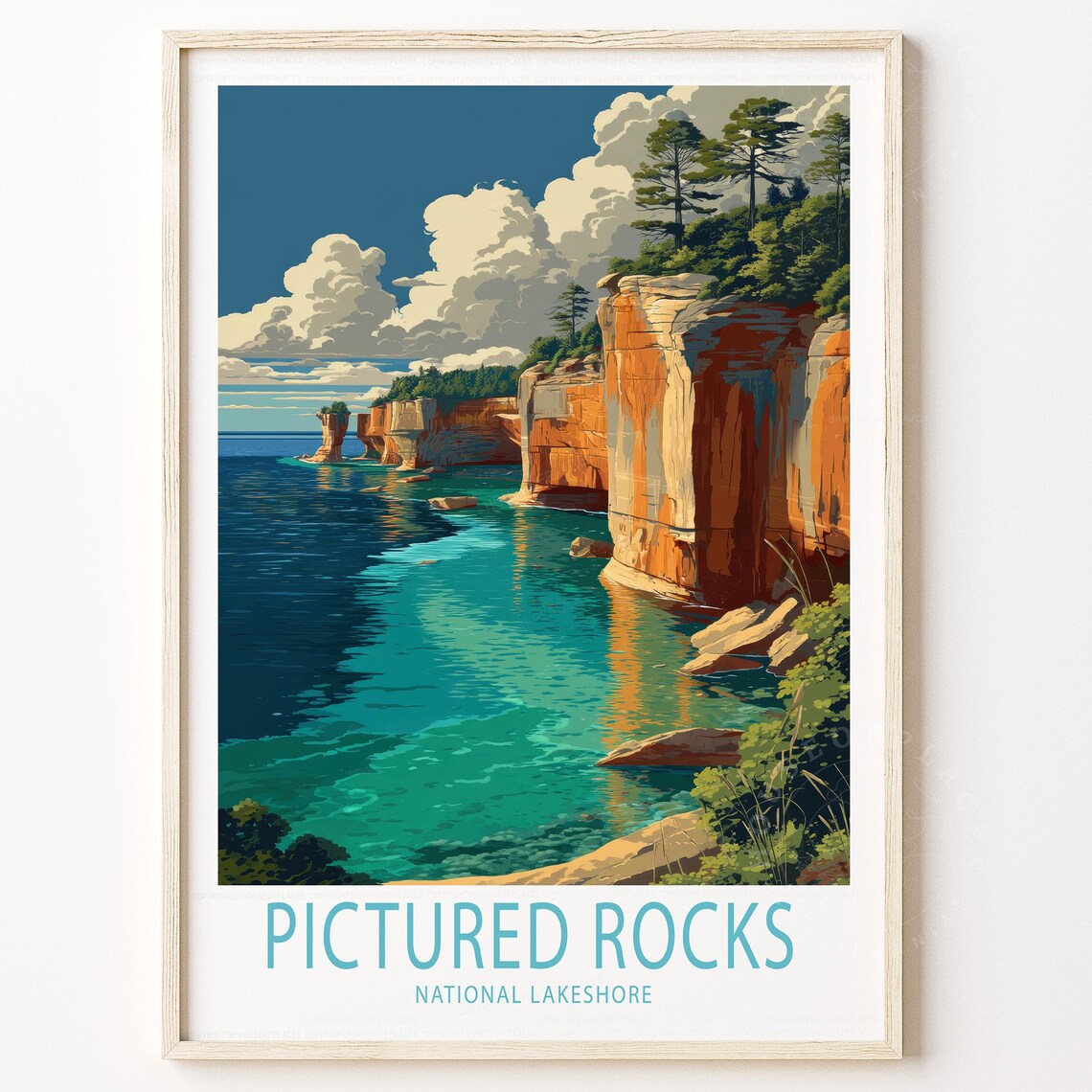 Pictured Rocks National Lakeshore Michigan Travel Poster