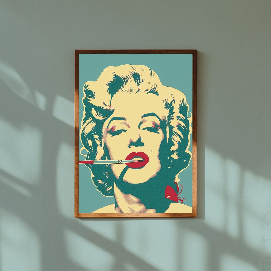 Marilyn Monroe Pop Art Portrait Sage Blue Warhol Style Iconic Poster