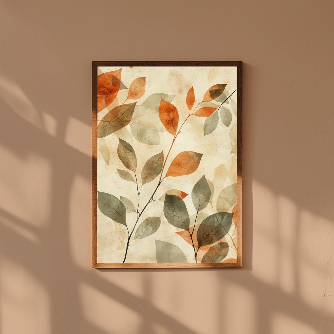 Translucent Autumn Leaves Botanical Watercolor Minimal Wall Print