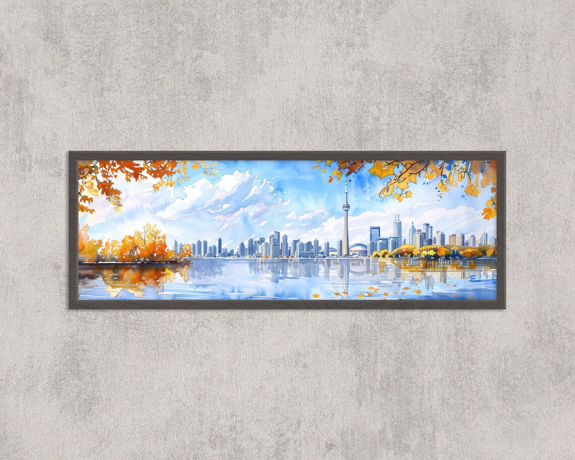 Toronto Skyline Watercolor Print, CN Tower Cityscape