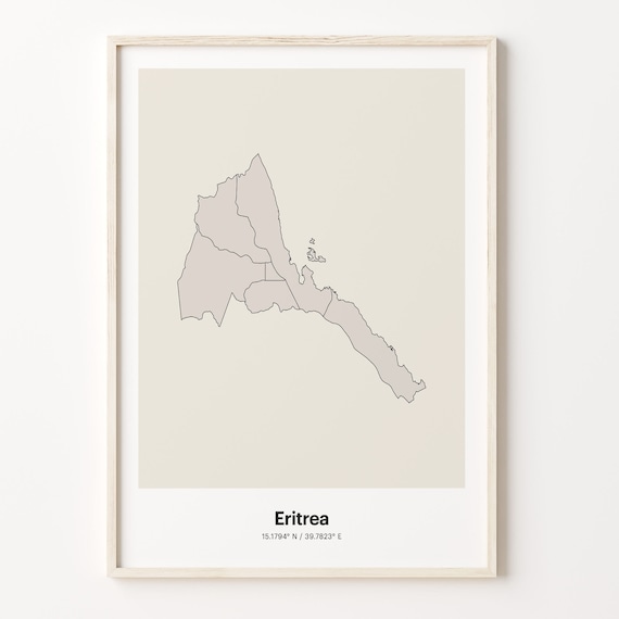 Eritrea Minimalist Country Map With Coordinates Line Art Poster