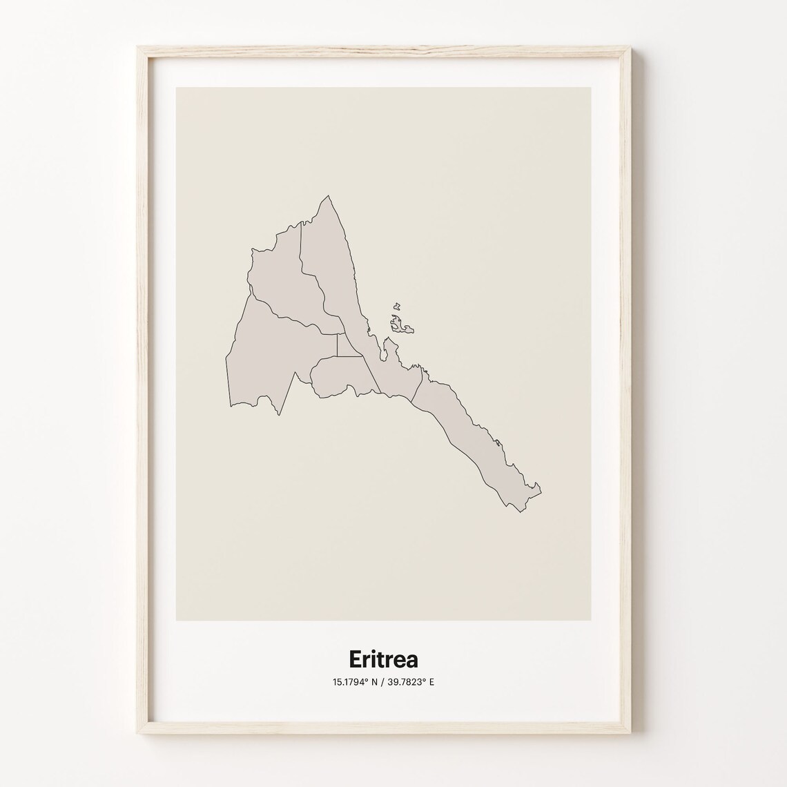 Eritrea Minimalist Country Map With Coordinates Line Art Poster