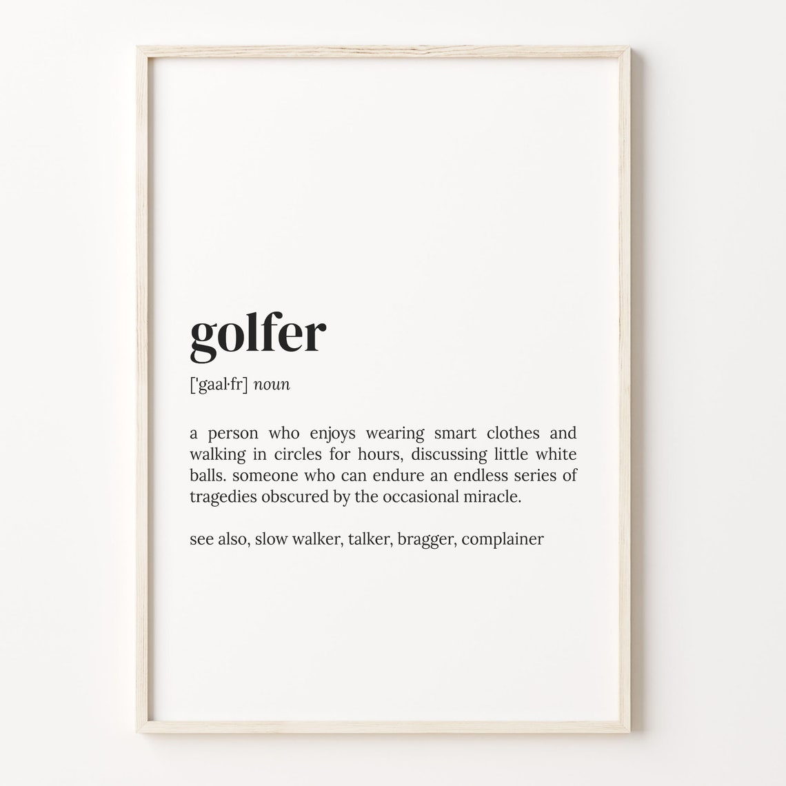 Golfer Funny Definition Dictionary Typography Humor Golf Poster