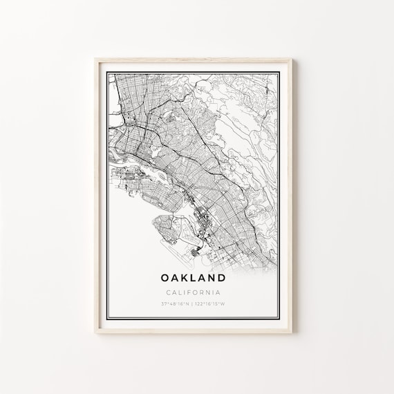 Oakland California Minimalist Black White City Street Map Art Poster