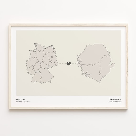 Germany Sierra Leone Country Connection Heart Map Art Poster