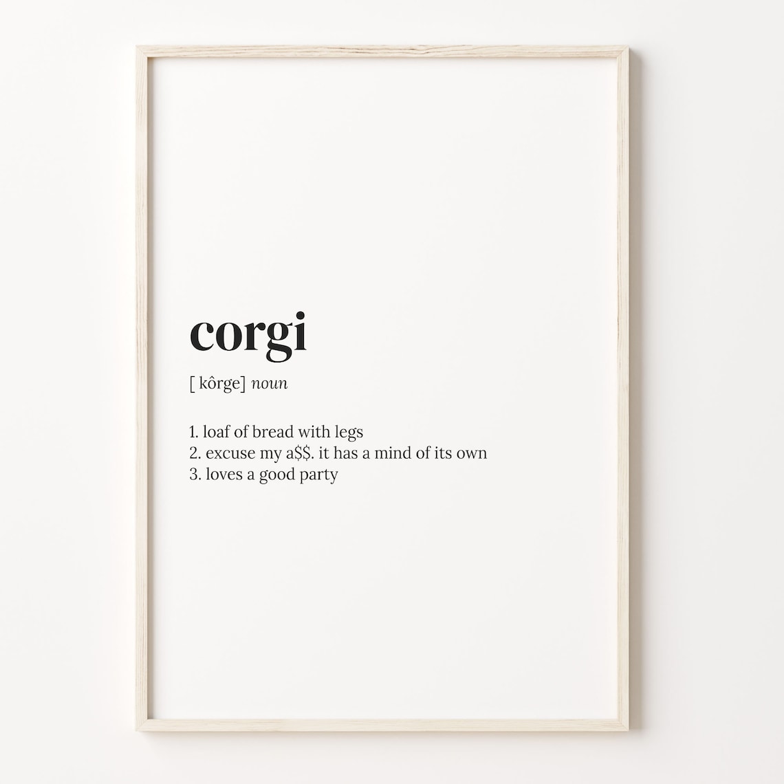 Corgi Funny Dictionary Definition Loaf Of Bread Party Dog Poster