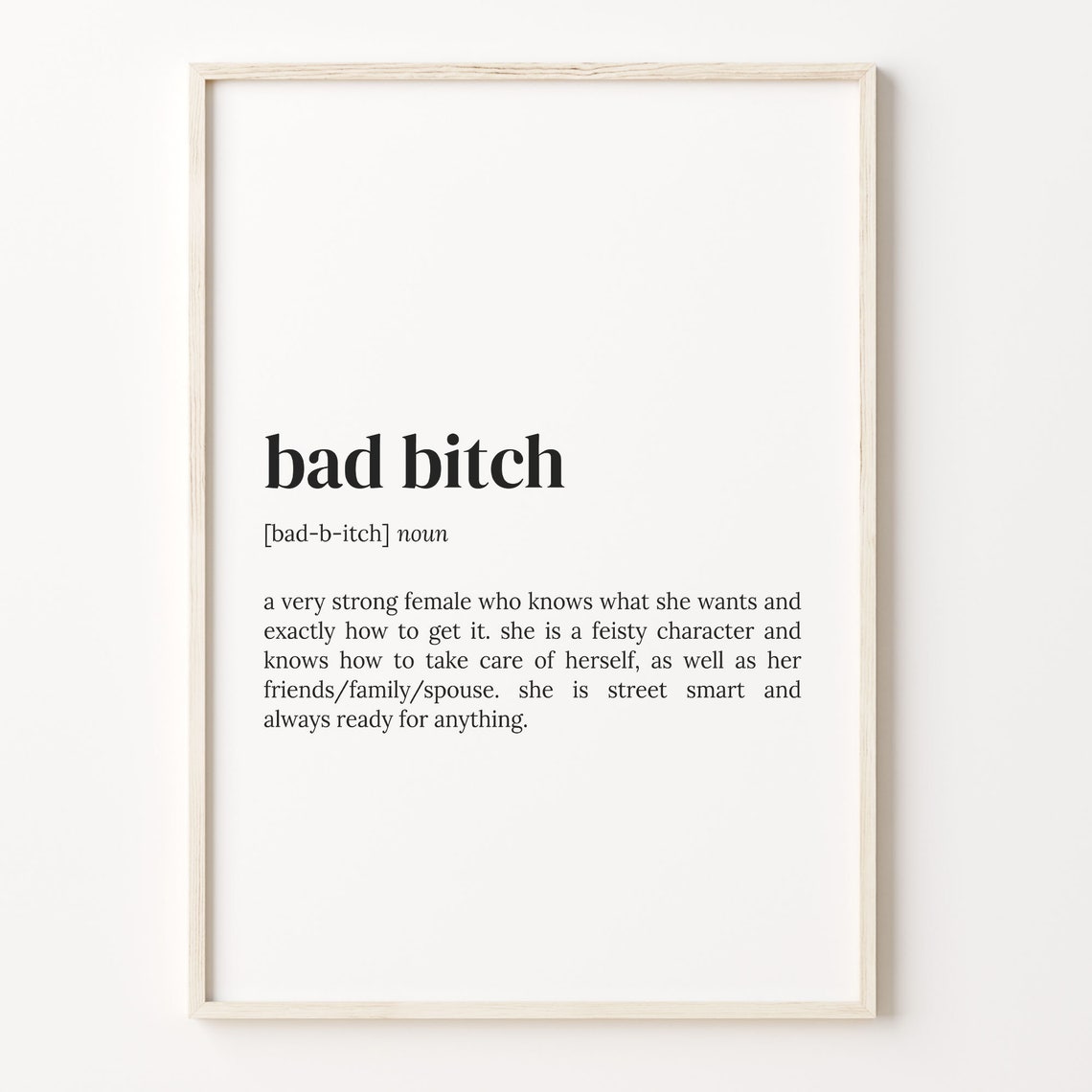 Bad Bitch Definition Sassy Feminist Dictionary Quote Gift Poster