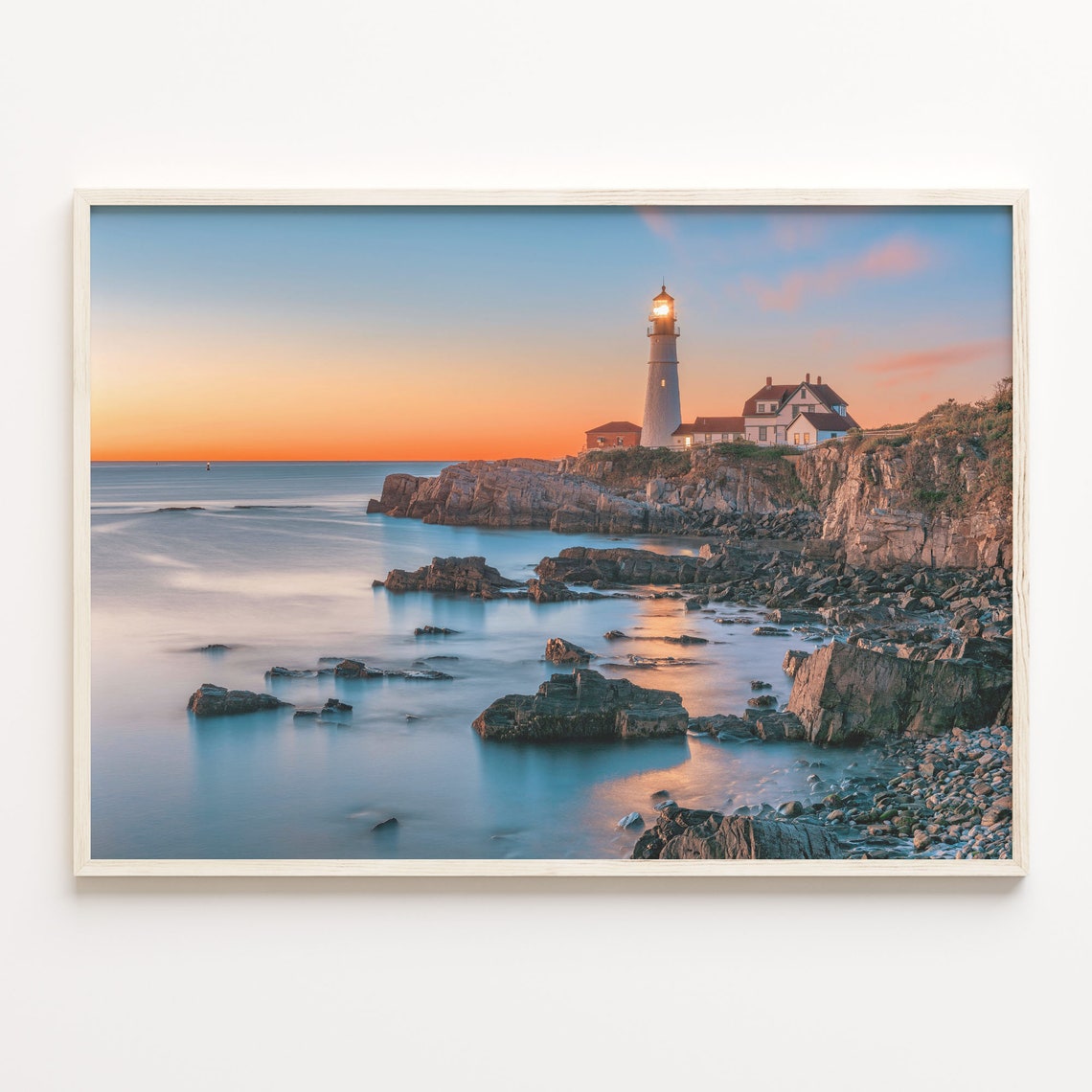 Portland Head Light Lighthouse Sunset Rocky Coast Maine Photo Poster