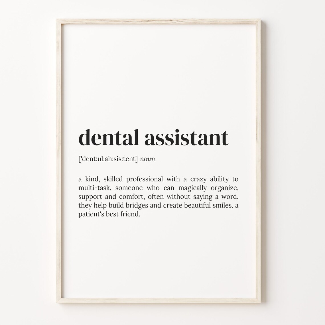 Dental Assistant Definition Poster, Funny Quote Art