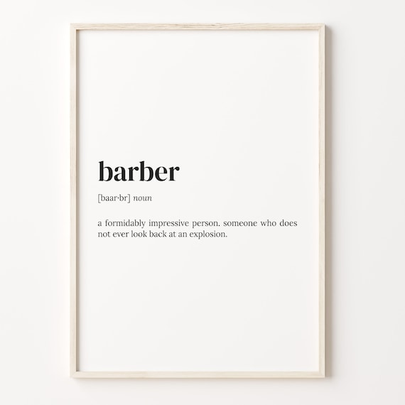 Barber Dictionary Definition Barbershop Decor Thank You Gift Wall Art