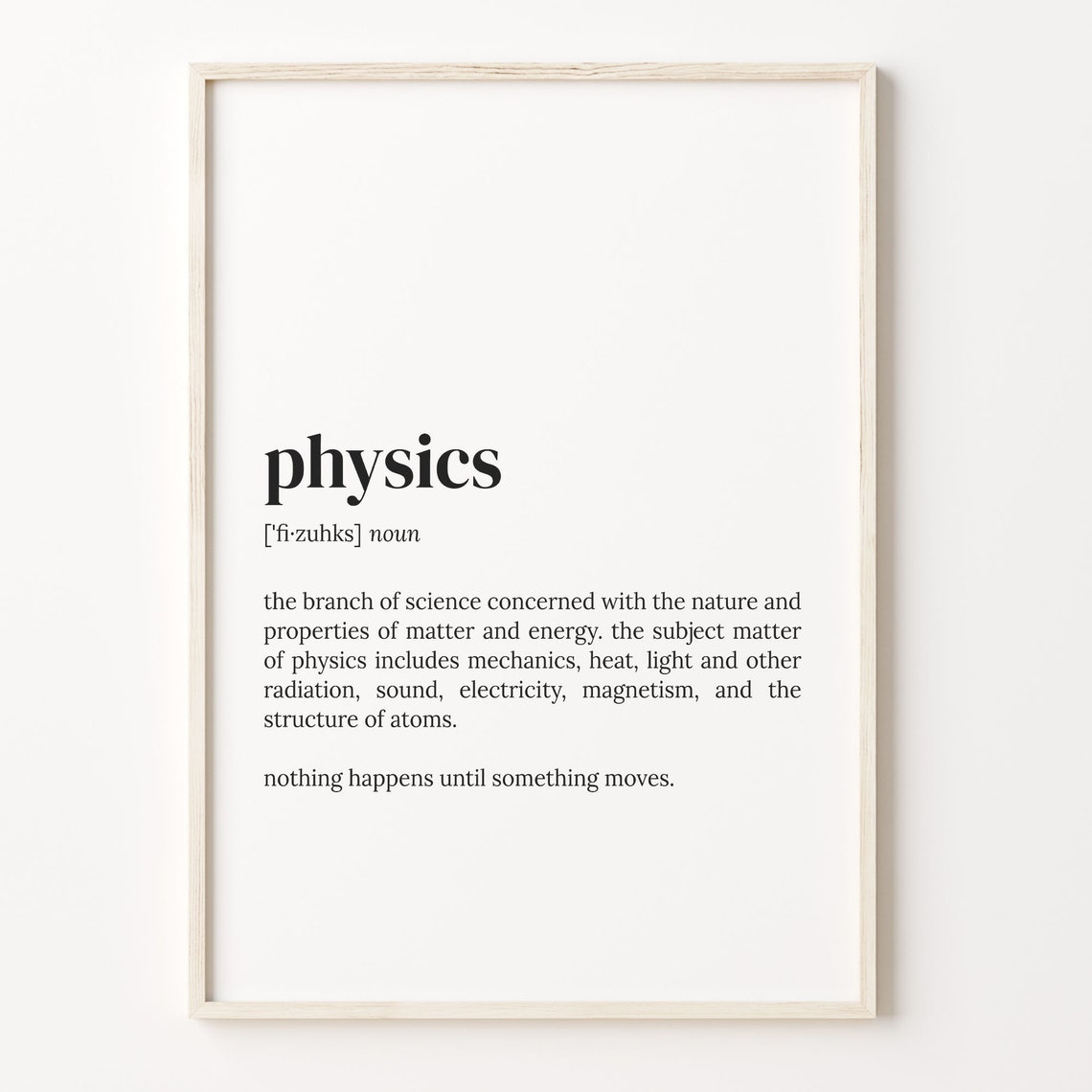 Physics Definition Science Teacher Dictionary Gift Quote Poster