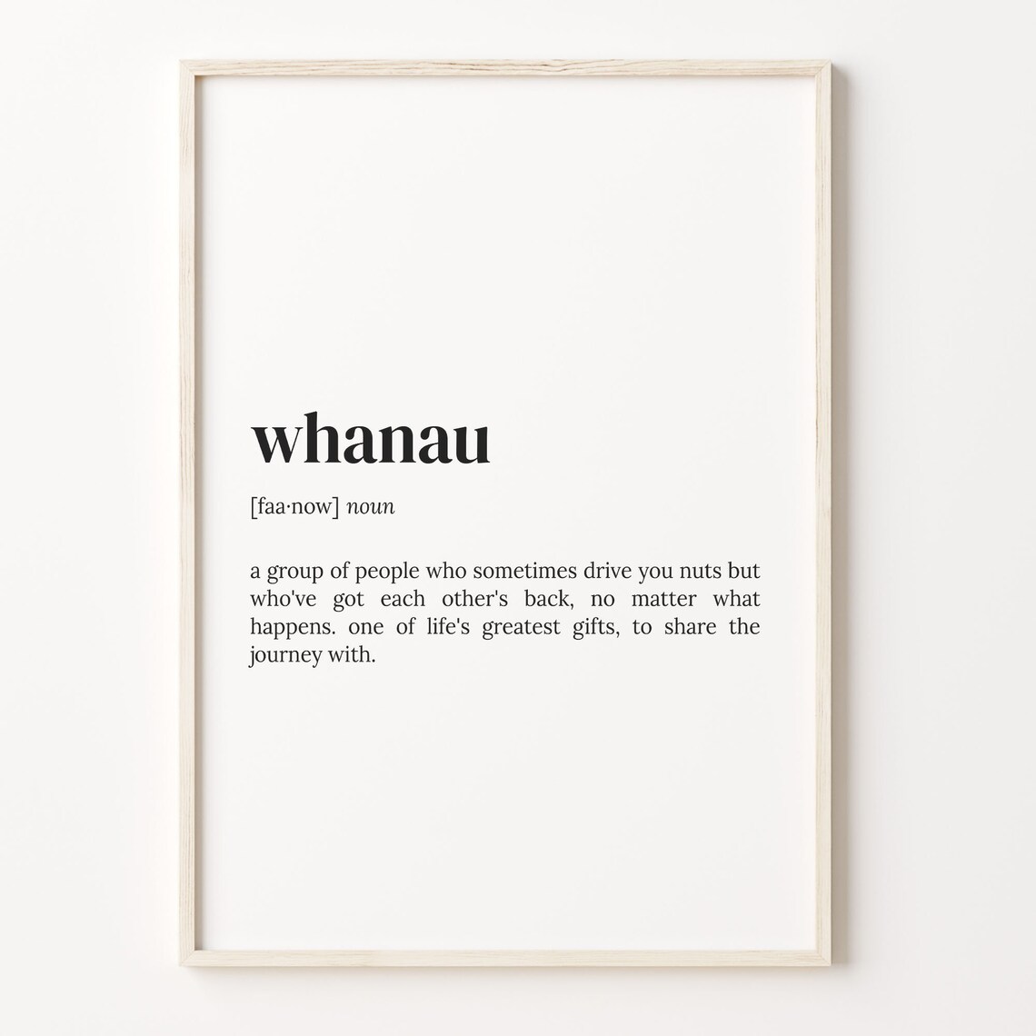 Whanau Family Definition Maori Word Meaning Quote Typography Poster