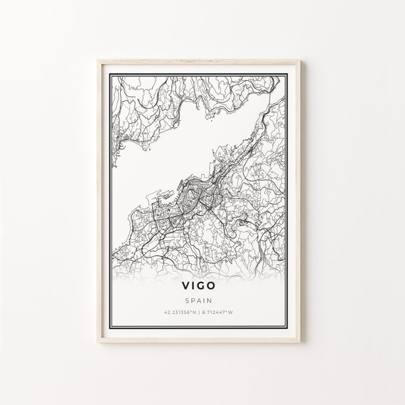Vigo City Map Art Poster, Spain Wall Decor