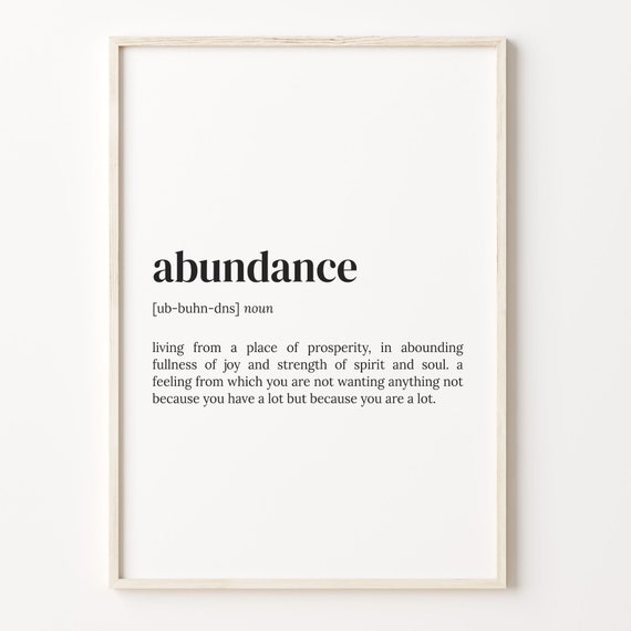 Abundance Definition Boho Quote Poster Print