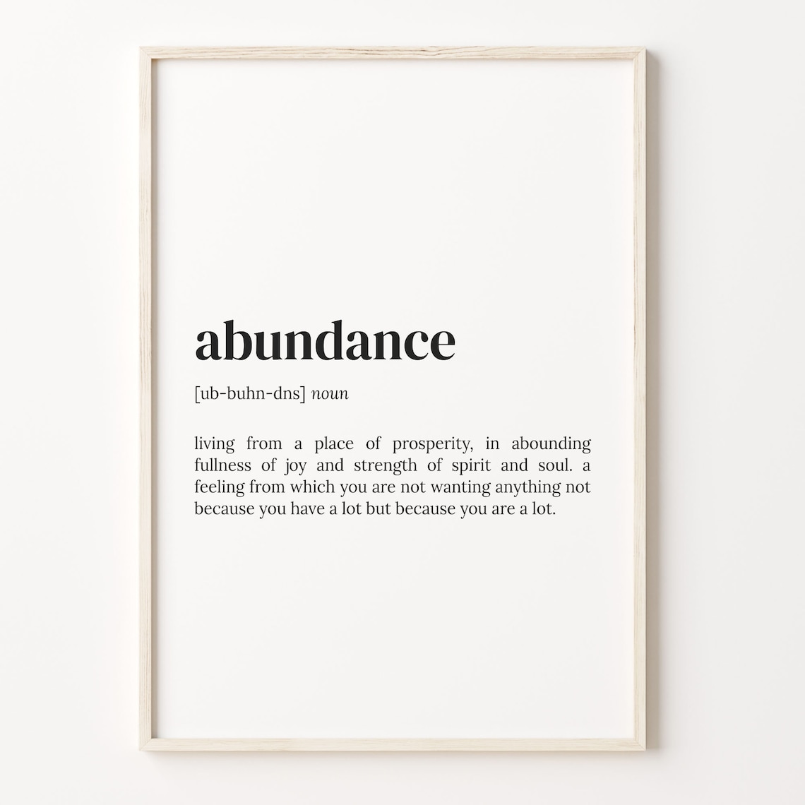Abundance Definition Boho Quote Poster Print