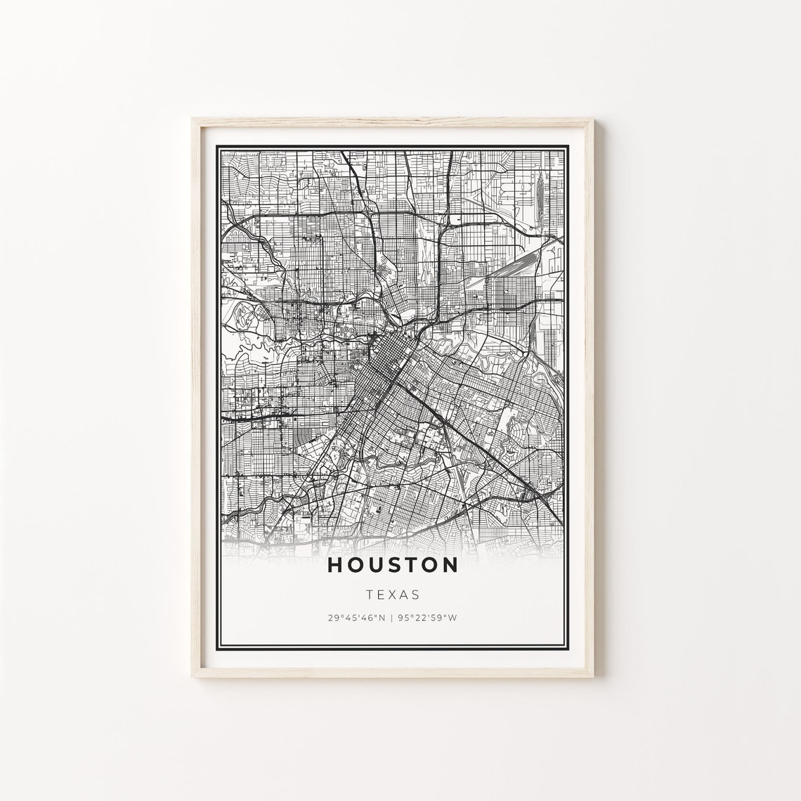 Houston Texas Minimalist Black And White City Map Art Poster