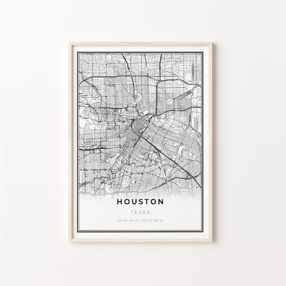 Houston Texas Minimalist Black And White City Map Art Poster