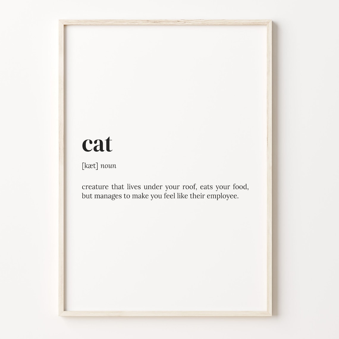 Cat Definition Print, Dictionary Style Poster Art