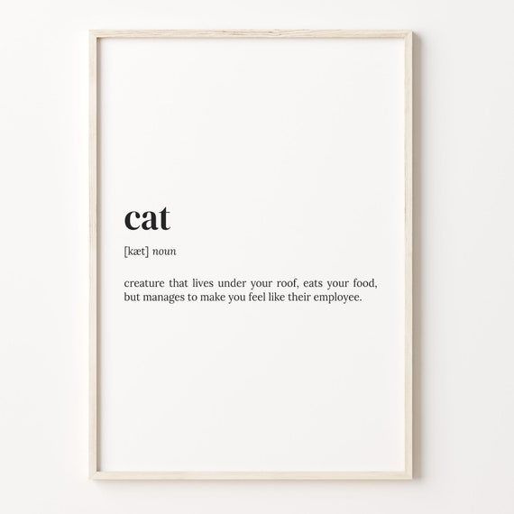 Cat Definition Print, Dictionary Style Poster Art