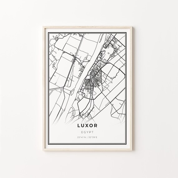 Luxor Egypt Black White Minimalist City Street Map Art Poster