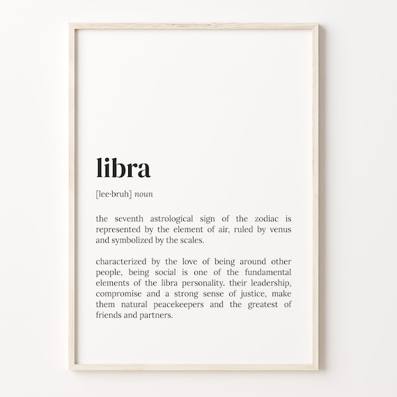 Libra Definition Print, Zodiac Sign Wall Art