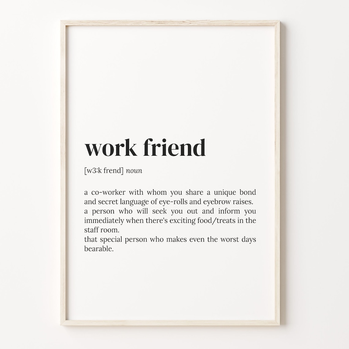 Work Friend Definition Christmas Quote Art Print