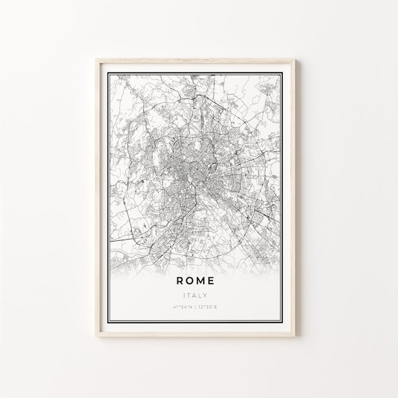 Rome Italy Classic Detailed Minimalist Black Line City Map Wall Art