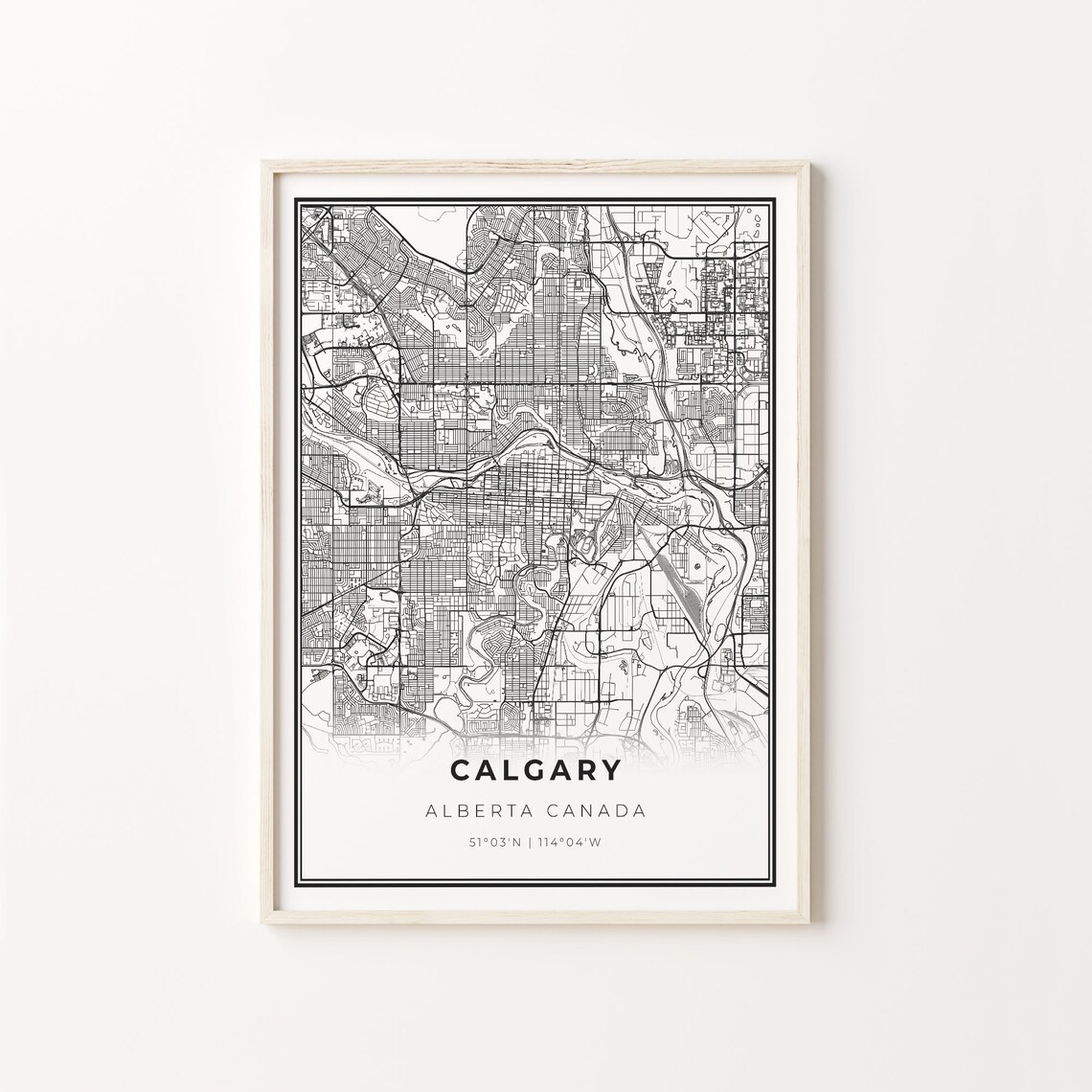 Downtown Calgary City Map Art Print, Alberta