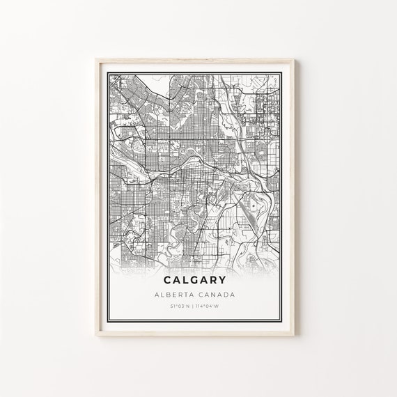 Downtown Calgary City Map Art Print, Alberta