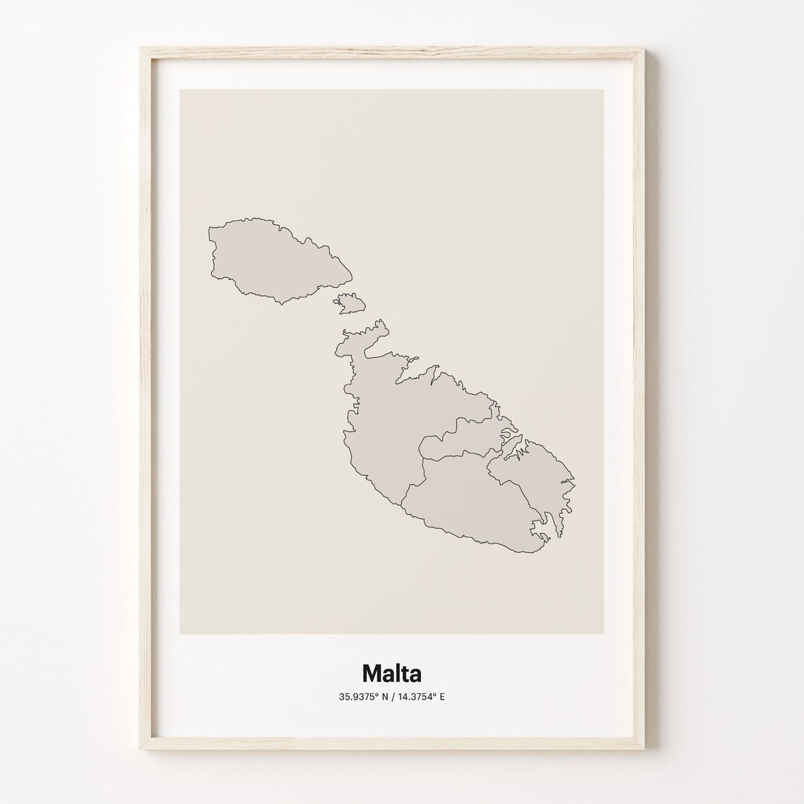Malta Minimalist Island Map Line Art Travel Coordinates Gift Poster