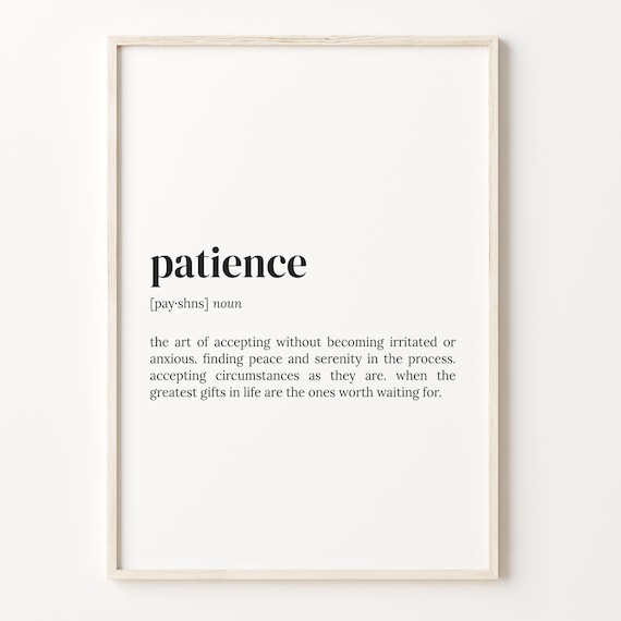 Patience Definition Print, Dictionary Quote Art