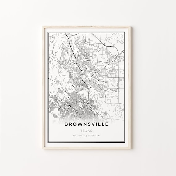 Brownsville Texas Minimalist City Street Map Travel Decor Poster
