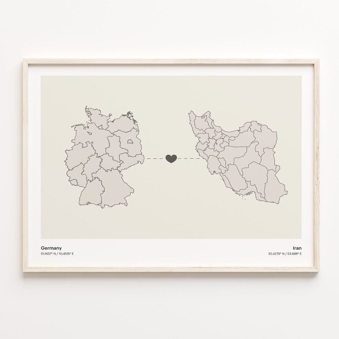 Germany To Iran Connection Map Travel Poster