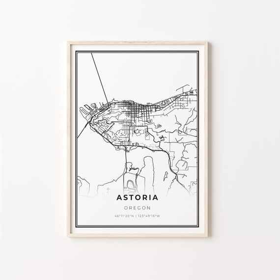Astoria City Map Art Print, Oregon Wall Decor