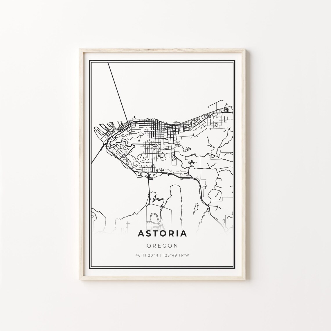 Astoria City Map Art Print, Oregon Wall Decor