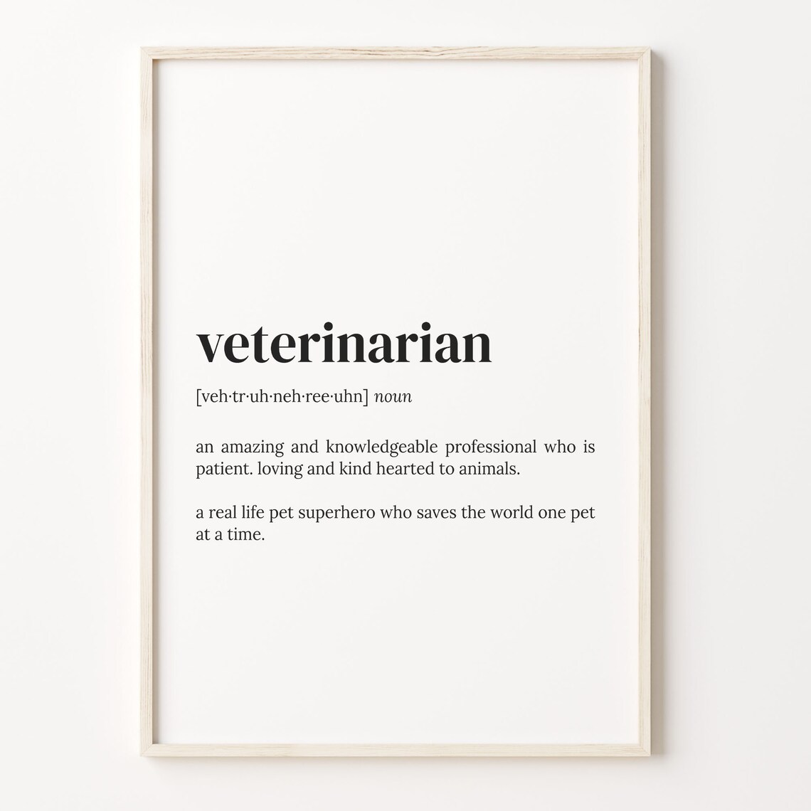 Veterinarian Definition Dictionary Quote Art Print