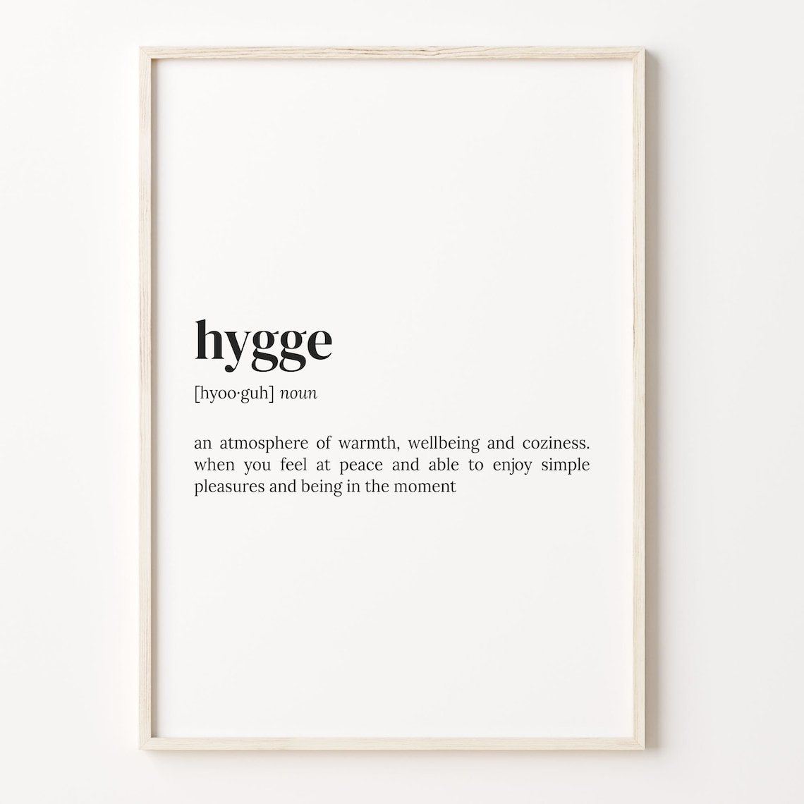 Hygge Danish Coziness Definition Wall Art for Calm Living Spaces