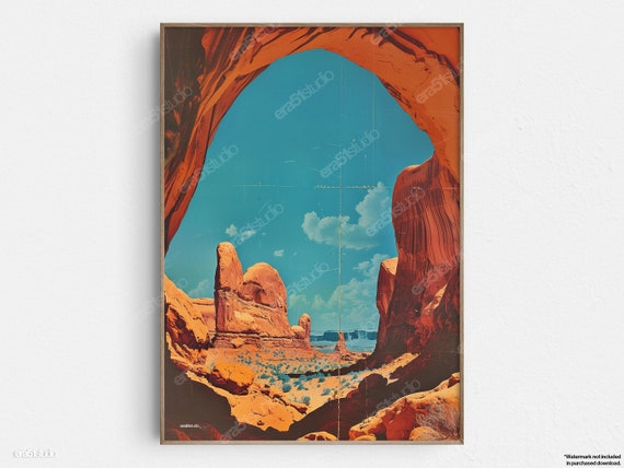 Arches National Park Original Midcentury Modern Minimalist Wall Art