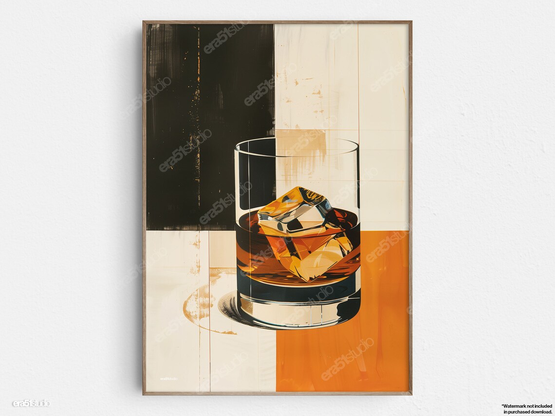 Abstract Whiskey Warmth Mid-Century Art Print