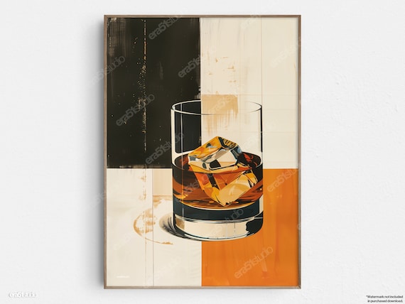 Abstract Whiskey Warmth Mid-Century Art Print